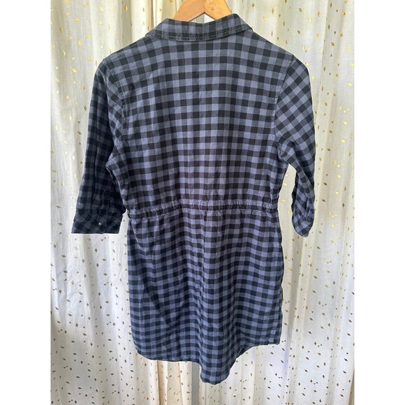 Paris Blues Denim Women's Gingham Button Down Drawstring Waist Shirt Dress M - Picture 4 of 7